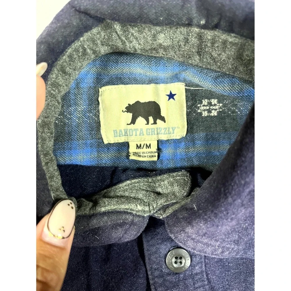 Dakota Grizzly Shacket Mens Medium Navy Blue Cotton Lined Flannel Button Front